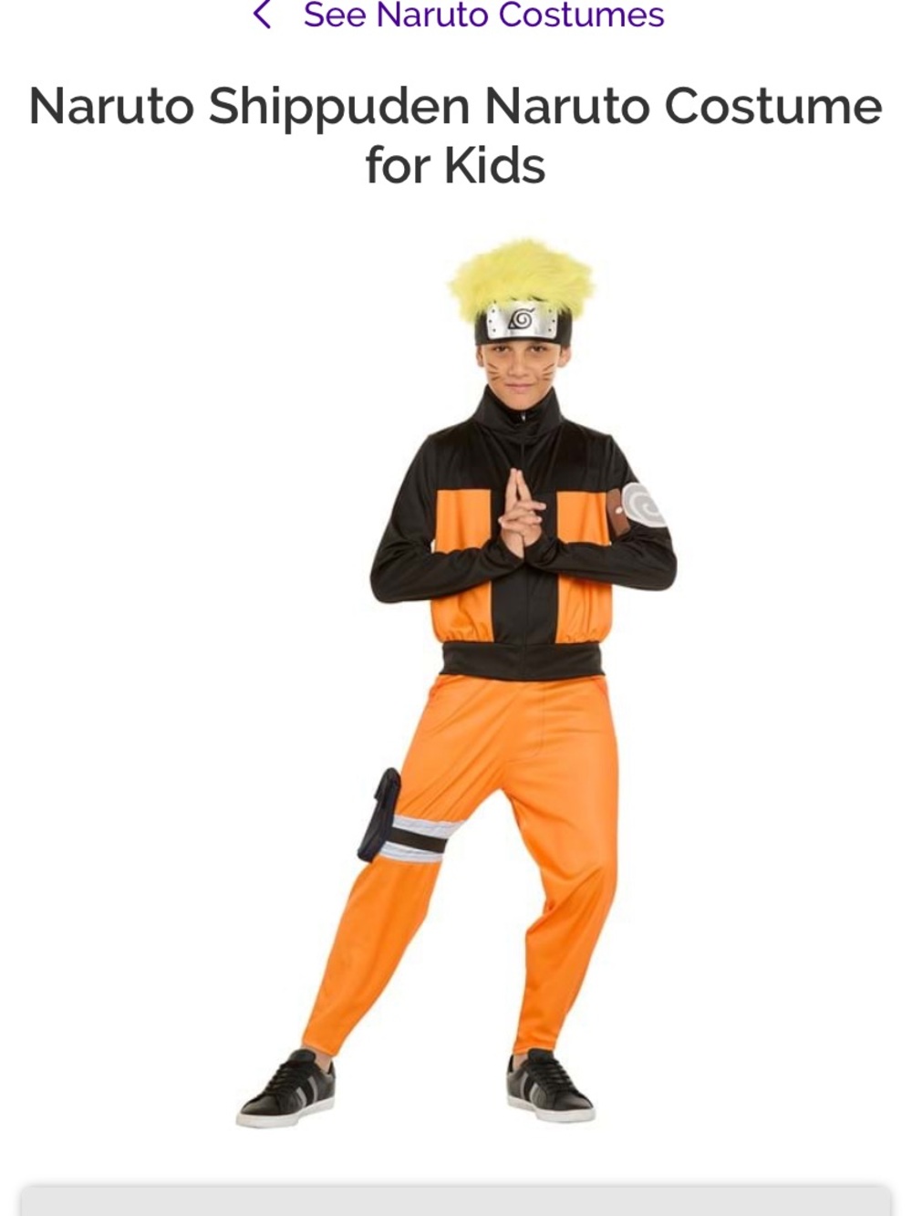 Naruto Shippuden Orange & Black Kids Costume - Naruto Costume